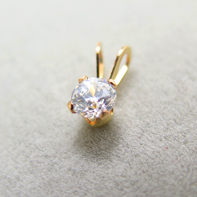 4本爪ペンダントトップ（立爪）（キュービックジルコニア・ラウンド4mm）「14kgf（ゴールドフィルド）」（1個）