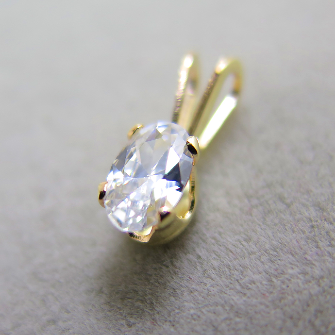 4本爪ペンダントトップ（立爪）（キュービックジルコニア・オーバル6×4mm）「14kgf（ゴールドフィルド）」（1個）