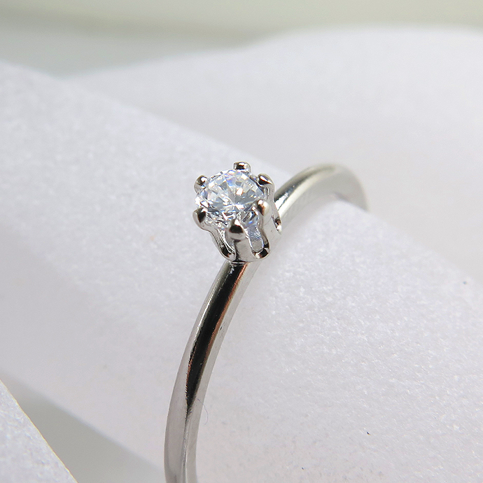 シルバーリング（指輪）CZキュービックジルコニア（AAA）3mm（ラウンド）「SV925」（ロジウム仕上げ）（サイズ目安：7号）（10個）