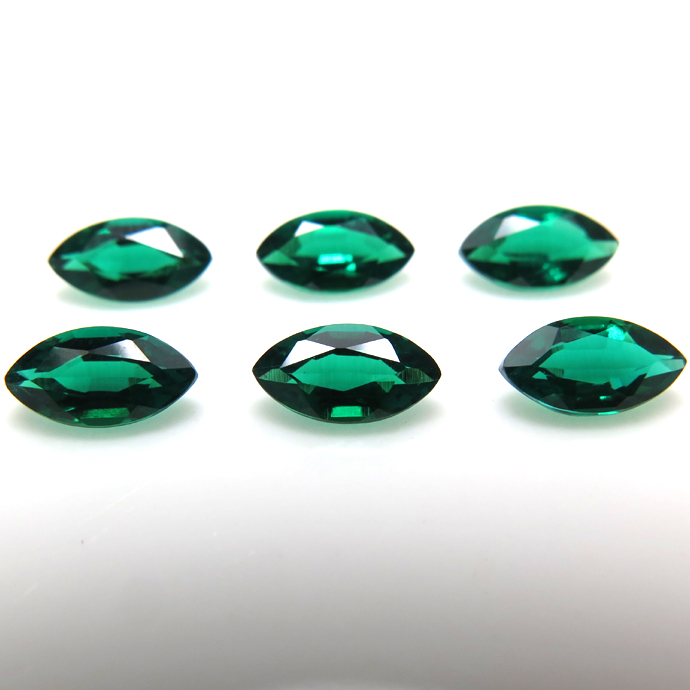 合成石エメラルド【AAA】（熱水法）・ルース（裸石）/マーキスカット【8×4mm】ファセットカット（5個）