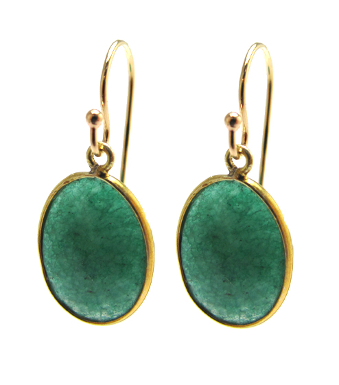 フレンチフックピアス（ボールエンド）天然石エメラルド（染）14×10mm「14kgf（ゴールドフィルド）」（1ペア/2個）