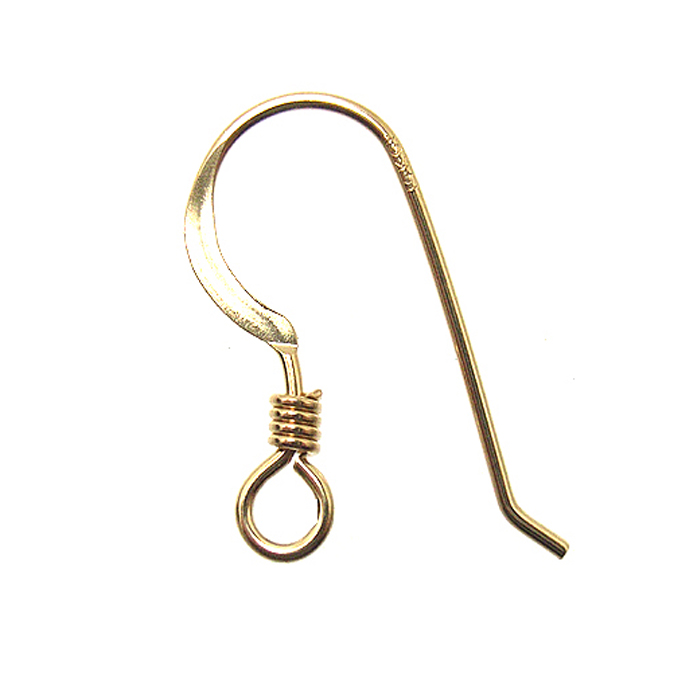 14k（14金イエローゴールド）フレンチフックピアス（コイル）（1個）