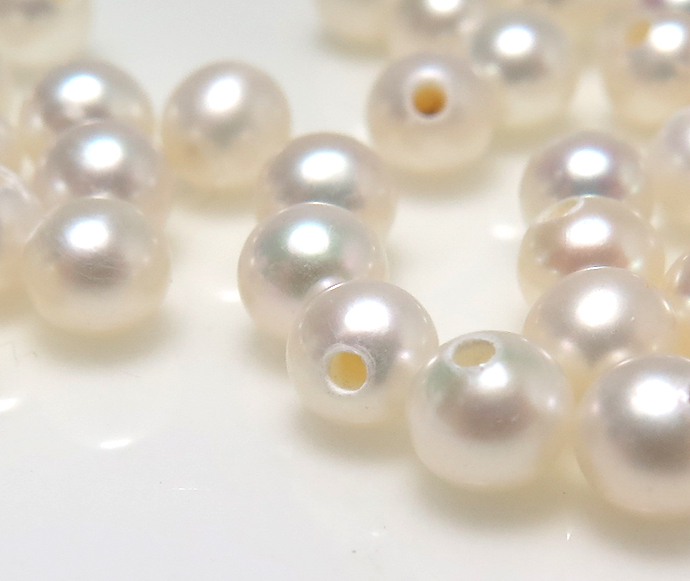 淡水パール真珠（ホワイト系）/片穴パール（ラウンド4.5～5mm）（25個）