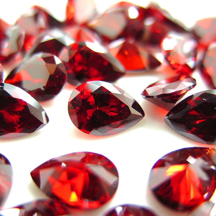 キュービックジルコニアcz【AAA】・ルース（裸石）・（ガーネット）/ペアシェイプ【10×7mm】ファセットカット（5個）