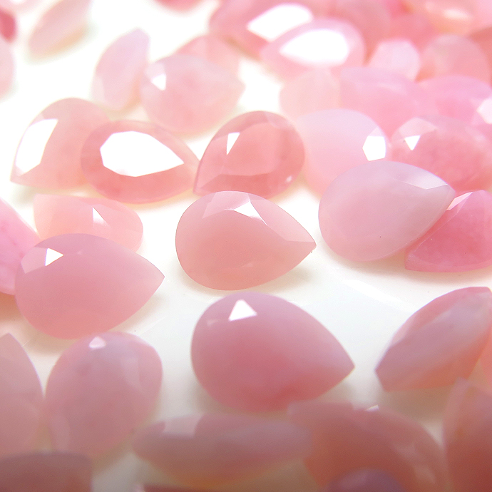 天然石ルース（裸石） ピンクオパール/ペアシェイプ ファセットカット【7×5mm】（2個）