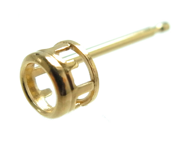 空枠ポストピアス（ベゼルセッティング・ラウンド3mm）「ゴールドフィルド（14kgf）」（10ペア）