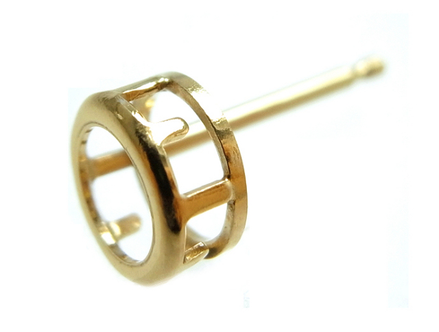 空枠ポストピアス（ベゼルセッティング・ラウンド4mm）「ゴールドフィルド（14kgf）」（25ペア）