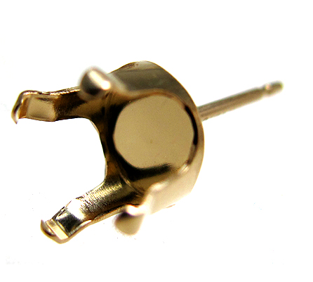 ピアス空枠・4本爪ポストピアス（ラウンド8mm）「14kgf（ゴールドフィルド）」（25ペア/50個）