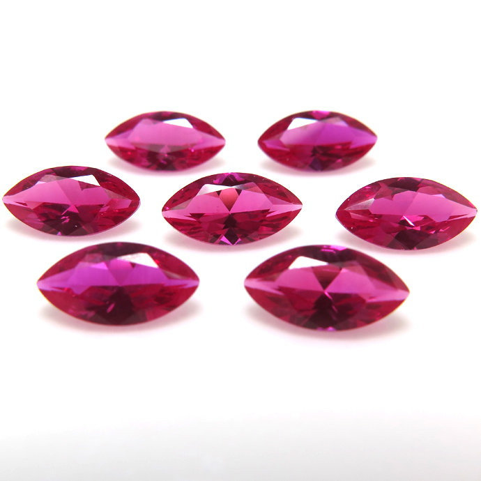 ルビー【AAA】「合成石コランダム/火炎溶融法（ベルヌーイ法）」・ルース（裸石）/マーキス【6×3mm】ファセットカット（50個）