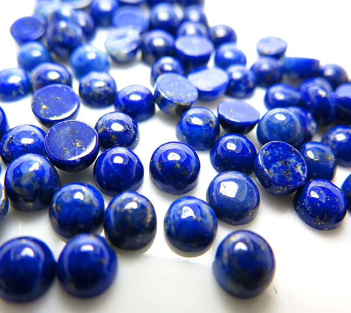 天然石ルース（裸石）・ラピス（ラピスラズリ）/カボション（ラウンド）【3mm】（300個）