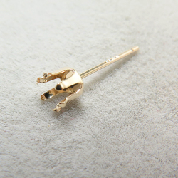 ピアス空枠・6本爪ポストピアス（ラウンド4mm）「10K（10金）」（5ペア/10個）