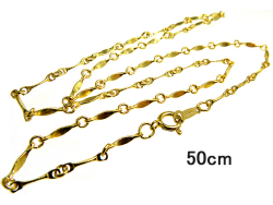 チェーンネックレス「14kgf（ゴールドフィルド）」50cm【バーチェーン・幅1.3mm】 25本