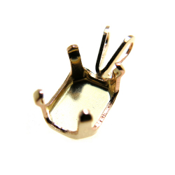 ペンダント石枠・空枠・4本爪ペンダントトップ（オクタゴン・7×5mm）「14kgf・ゴールドフィルド」（50個）