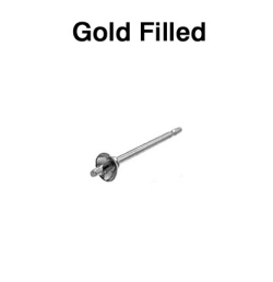 直結ピアスポスト・突き刺しタイプ（芯立・皿付）【2.5mm】「14kgf（ホワイトゴールドフィルド）」（25ペア/50個）