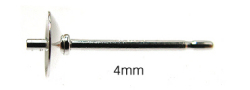 SV925パーツ/直結ピアスポスト・突き刺しタイプ（芯立・皿付）【4mm】（25ペア）