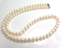 淡水パール真珠ネックレス（ラウンド～セミラウンド/5.5～6mm）（金具SV925）(40センチ)（1本）