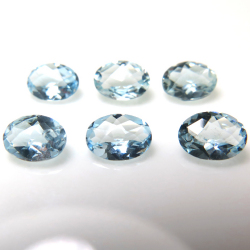 天然石ルース（裸石）・アクアマリン（アフリカ・非加熱）/オーバル【7×5mm】チェッカーカット（1個）