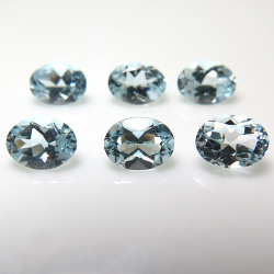 天然石ルース（裸石）・アクアマリン（アフリカ・非加熱）/オーバル【7×5mm】ファセットカット（1個）
