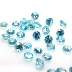 天然石ルース（裸石）・ブルージルコン（カンボジア・加熱処理）/ラウンド【2.5mm】ダイヤモンドカット（5個）
