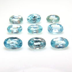 天然石ルース（裸石）・ブルージルコン(加熱・カンボジア産)/オーバル【5×3mm】ファセットカット（10個）