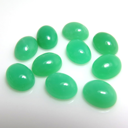 天然石ルース（裸石） クリソプレーズ オーバル カボションカット 【8×6mm】 10個