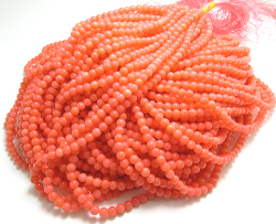 コーラル（珊瑚・サンゴビーズ）（染・コーラルピンク）/プレーンラウンド 3mm（40cm）（25本）