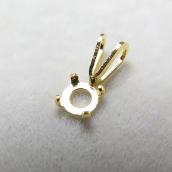 ゴールドフィルド・ペンダント空枠・4本爪ペンダントトップ（カボション用4mm）「14kgf」（8個）