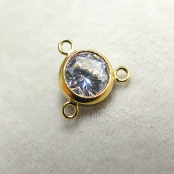 ゴールドフィルド・3リングベゼルセッティングコネクター/czキュービックジルコニア6mm「14kgf」（25個）