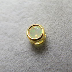 ゴールドフィルド・チャーム/天然石エチオピアンオパール（ラウンド3mm）ベゼル「14kgf」（5個）