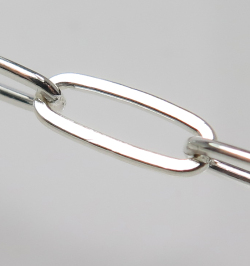 シルバー チェーン/オーバルフラット 平長アズキ ペーパークリップ 9×3mm（10センチ）SV925（1本）
