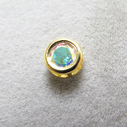 ゴールドフィルド・チャーム/天然石ミスティックトパーズ（レインボー）（ブラジル）（ラウンド4mm）ベゼル「14kgf」（5個）