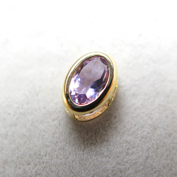ゴールドフィルド・チャーム/天然石アメジスト（オーバル6×4mm）ベゼル「14kgf」（5個）