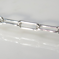 ペーパークリップチェーン シルバー オーバルフラット 平長アズキ 6.5×2.5mm（10センチ）SV925（1本）