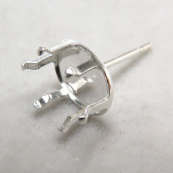 sv925シルバーピアス空枠・6本爪ポストピアス（オーバル8×6mm）（25ペア）