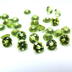 天然石ルース（裸石）・ペリドット（パキスタン産・非加熱）/ラウンド【3.5mm】ファセットカット（25個）