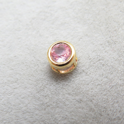 ゴールドフィルド・チャーム/天然石ピンクサファイア（加熱処理・アフリカ）（ラウンド3mm）ベゼル「14kgf」（1個）