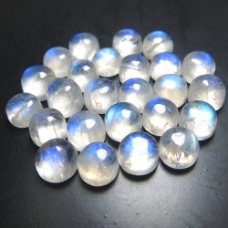 天然石ルース（裸石）・レインボームーンストーン/ラウンド（5mm）カボションカット（100個）