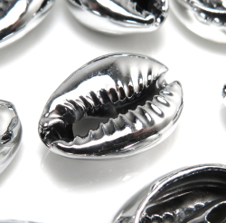 カウリシェル シルバー メッキ 銀色 【穴無し】貝殻 巻貝 アクセサリー（12～20mm） 50個