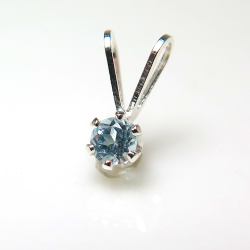 シルバーペンダントトップ 天然石ブルートパーズ（スカイブルー）（ラウンド3mm）SV925（25個）