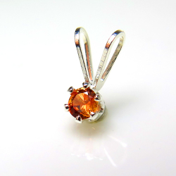 シルバーペンダントトップ 天然石オレンジサファイア（セイロン）（ラウンド3mm）SV925（10個）
