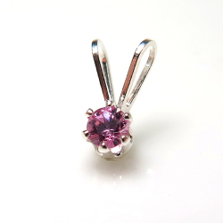 シルバーペンダントトップ 天然石ピンクサファイア（セイロン）（ラウンド3mm）SV925（1個）