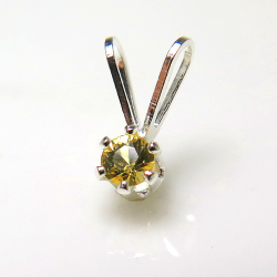 シルバーペンダントトップ 天然石イエローサファイア（ラウンド3mm）SV925（10個）