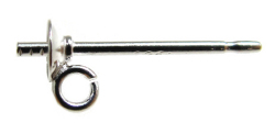 SV925シルバーパーツ/直結ピアスポスト・突き刺しタイプ（芯立・皿付）「カン付」【3mm】（50ペア/100個）