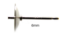 SV925パーツ/直結ピアスポスト・突き刺しタイプ（芯立・皿付）【6mm】（5ペア）