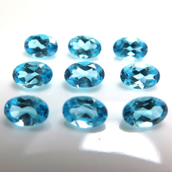 天然石ルース（裸石）・ブルートパーズ（スイスブルー）/オーバル【6×4mm】ファセットカット（10個）