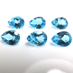 天然石ルース（裸石）・ブルートパーズ（スイスブルー）/ペア【8×5mm】ファセットカット（1個）