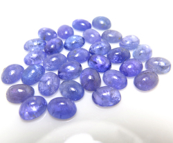 天然石ルース（裸石）・タンザナイト（タンザニア）/カボション（オーバル）【8×5mm】（10個）