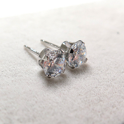 5mm4本爪ポストピアス（CZキュービックジルコニア・5mm）「14kgf（ホワイトゴールドフィルド）」（10ペア/20個）