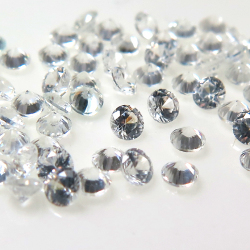 天然石ルース（裸石）・ホワイトジルコン（カンボジア・非加熱）/ラウンド【2mm】ダイヤモンドカット（50個）