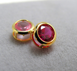 ゴールドフィルド・ベゼル/合成石【ルビー・合成コランダム/火炎溶融法】（ラウンド5mm）「14kgf」（1個）